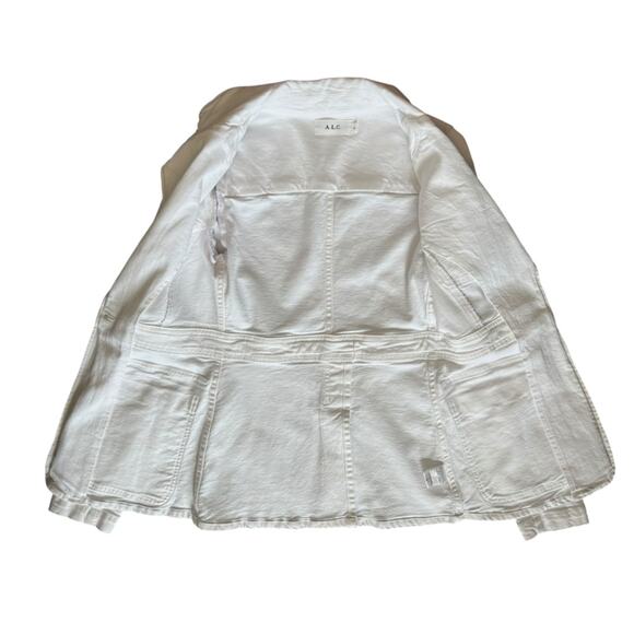 A.L.C. Women’s Amelia II White Denim Collared Gold One Button Blazer Jacket Sz 2 - Picture 8 of 14